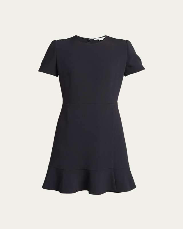 Ruffle-Hem Short-Sleeve Mini Dress